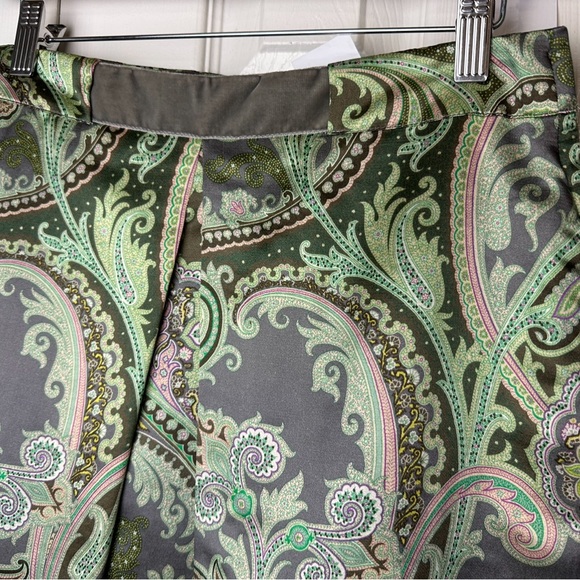 ETRO Italy Paisley Skirt Wool Silk Gray Green Purple designer Italian A-Line - Picture 7 of 13